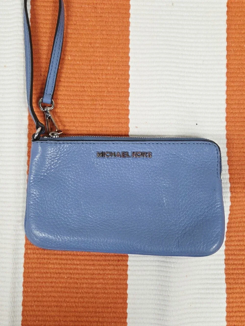 Michael Kors Light Blue Leather Wristlet Clutch